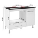 Ver imagem 3 de Balcão de Cozinha para Cooktop-forno 105cm com Tampo 1 Porta 1 Gaveta Multimóveis Cr20498 Branco-