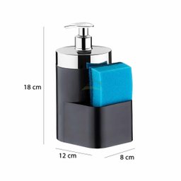 Kit Cozinha Preto/cromado Lixeira, Porta Detergente, Talher - 4