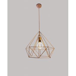 Lustre Pendente Diamante Aramado Cobre Rosebivolt E27:2u Filamento 2200k - 1