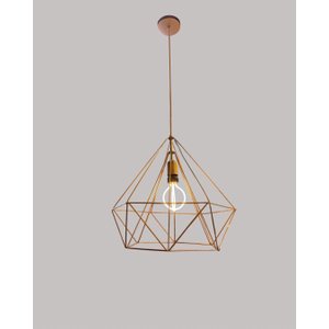 Lustre Pendente Diamante Aramado Cobre Rosebivolt E27:2u Filamento 2200k