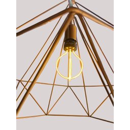Lustre Pendente Diamante Aramado Cobre Rosebivolt E27:2u Filamento 2200k - 4