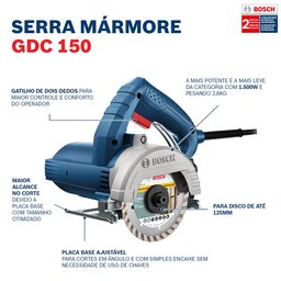 Serra Mármore Bosch Titan GDC 150 + 2 Discos 127V 06015486A1-000 - 7