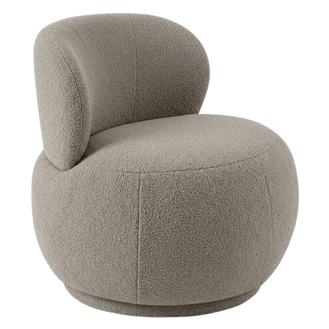 Poltrona Decorativa Aimê Premium Bouclé Cappuccino Sala Dekorien