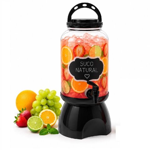 Suqueira com Suporte 3,6L Black Lousa Giz Dispenser de Bebidas 3600ml Limpeza Amaciante Multiuso Pot
