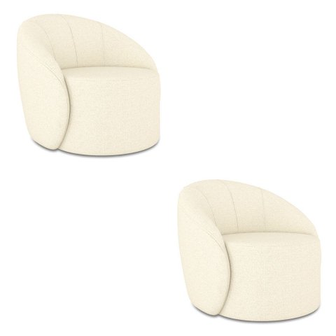 Poltrona Decorativa Orgânica Giratória Kit 2 Lua Linho D03 - D’Rossi