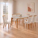 Ver imagem 1 de Conjunto de Mesa de Jantar Dublin 180 Tp MDF Vidro Canto Copo 6 Cadeiras Mariana