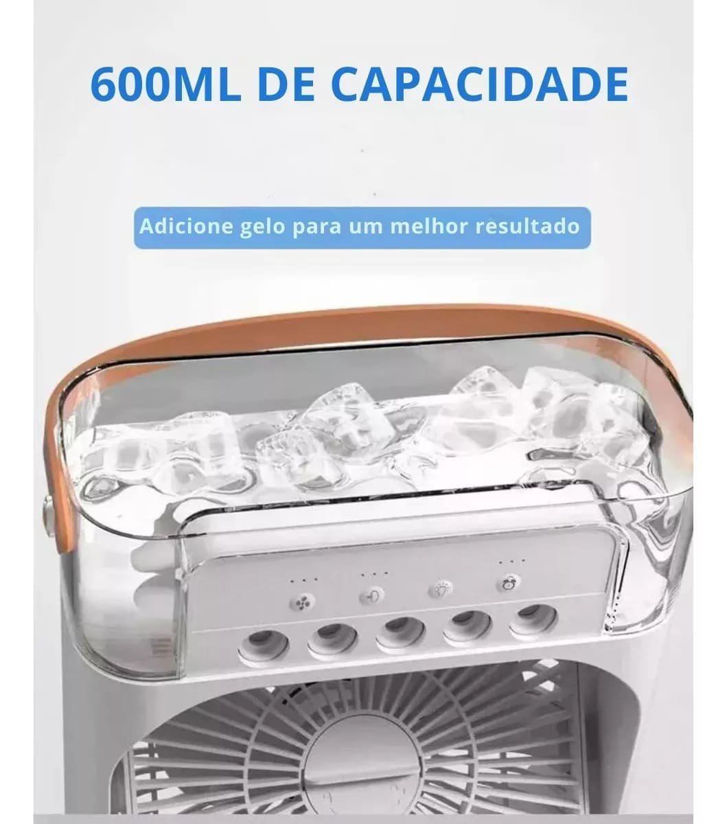 Mini Ventilador de Ar Climatizador Umidificador Refrigerador Circulador Água Portátil Cooling Fan - 6