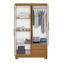 Ver imagem 4 de Guarda-Roupa Solteiro 4 Portas 2 Gavetas Marrom/Freijó