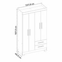 Ver imagem 3 de Guarda-Roupa Solteiro 4 Portas 2 Gavetas Marrom/Freijó