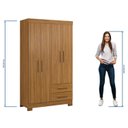 Ver imagem 5 de Guarda-Roupa Solteiro 4 Portas 2 Gavetas Marrom/Freijó