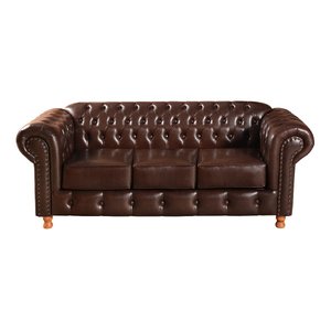 Sofá Chesterfield Luís Xv 3 Lugares - Couríssimo Marrom Café