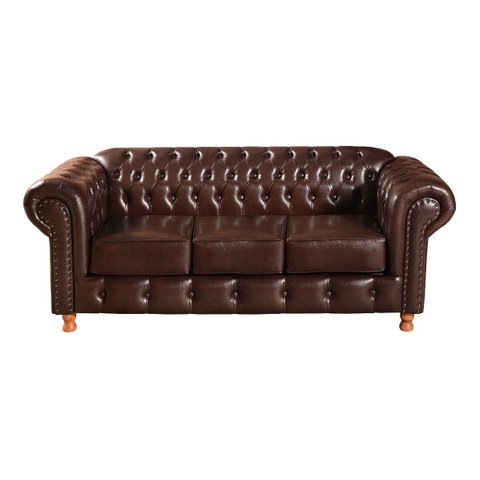 Sofá Chesterfield Luís Xv 3 Lugares - Couríssimo Marrom Café