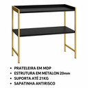 Ver imagem 4 de Sapateira com Estrutura Metálica 2 Prateleiras Londres - Preto/Dourado