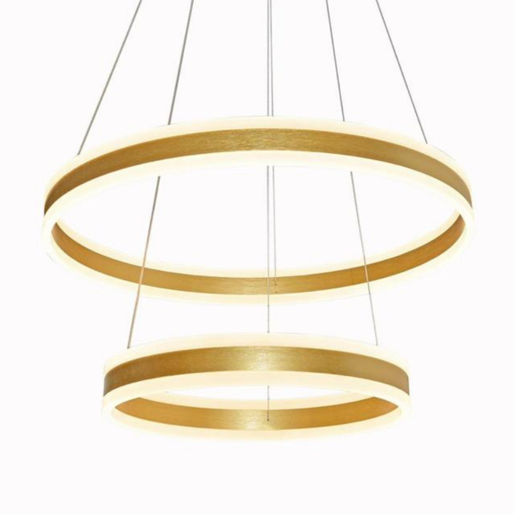 Lustre Pendente Φ40×φ60cm 126w 3000k 12600lm Bivolt Metal Escovado+acrilico Dourado Cabo: 2,5m - 3