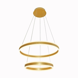 Lustre Pendente Φ40×φ60cm 126w 3000k 12600lm Bivolt Metal Escovado+acrilico Dourado Cabo: 2,5m - 1