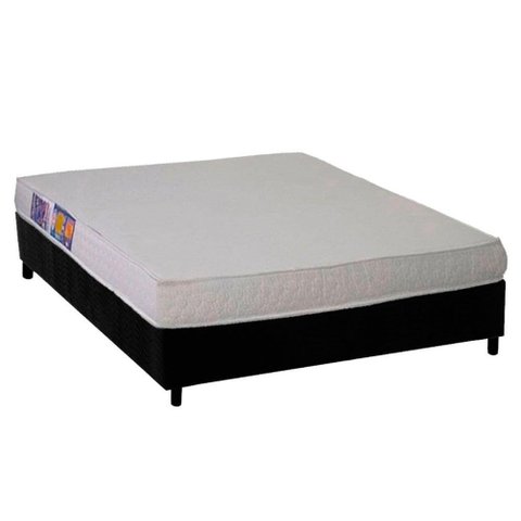 Conjunto Box Casal: Colchão Espuma Ortobom D23 Light Saúde + Base Crc Suede Black (138x188)