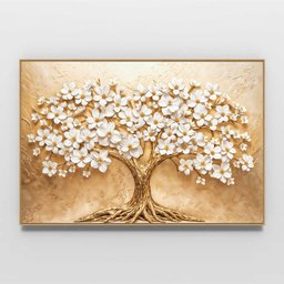 Quadro Decorativo Árvore com Flores Brancas Sala Quarto Casa Escritório - 3