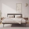 Cama Japonesa Toquio Queen com Cabeceira Almofada Linho Marrom - Luxo Estofados - 1