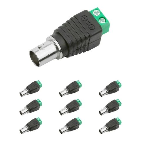 Kit 10 Plug Bnc Fêmea com Borne Conector Cftv Segurança