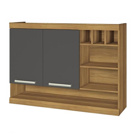 Armário Aéreo Modular de Cozinha Burguesa Nesher Adega 2 Portas Freijó/grafite
