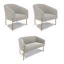 Ver imagem 1 de Namoradeira e 2 Poltronas Pé Ferro Dourado Stella Bouclê Cinza D03 - D'Rossi