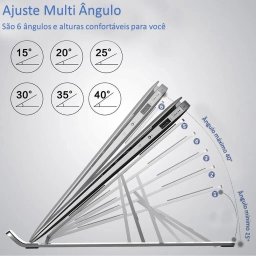 Suporte Notebook Laptop Alumínio Ajustável 6 Ângulos - 10