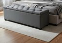 Ver imagem 1 de Puf Baú Estofado em Capitonê Tamanho Queen 160x40x45cm Cor Cinza Escuro - Tecido em Veludo Suede Lis