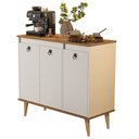 Ver imagem 6 de Buffet Jalmac 3 Portas Pés Palito Retrô - Off White/freijó