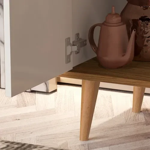 Ver imagem 4 de Buffet Jalmac 3 Portas Pés Palito Retrô - Off White/freijó