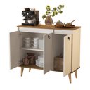 Ver imagem 7 de Buffet Jalmac 3 Portas Pés Palito Retrô - Off White/freijó