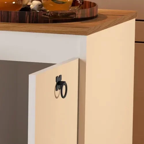 Ver imagem 3 de Buffet Jalmac 3 Portas Pés Palito Retrô - Off White/freijó