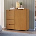 Ver imagem 1 de Cômoda Sapateira Grande 4 Gavetas 2 Portas 119x130 cm Riviera Nature 100% MDF Casamia
