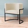 Poltrona Decorativa Sala Estar Recepção Escritório Luana Base Preta Veludo Bege - Montanaris Decor - 3
