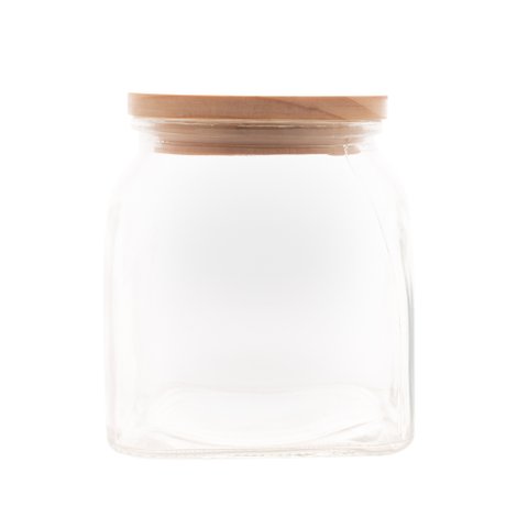 Pote de Vidro Com Tampa de Madeira 720ml Lyor