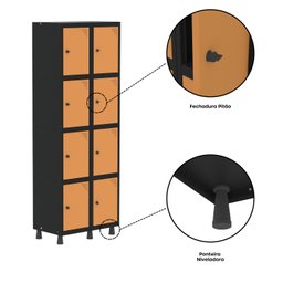 Armário Locker Roupeiro 8 Portas Aço Grp 502/8 - 7