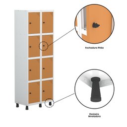 Armário Locker Guarda-roupa 8 Portas Aço Grp 502/8 - 7