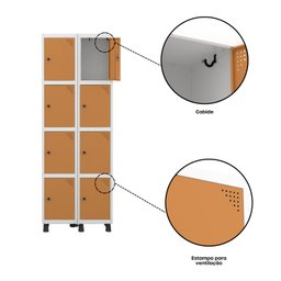Armário Locker Guarda-roupa 8 Portas Aço Grp 502/8 - 8