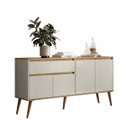 Ver imagem 1 de Aparador Buffet Retro 4 Portas Pes Palito Sala de Jantar:off White Nature