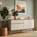 Ver imagem 6 de Aparador Buffet Retro 4 Portas Pes Palito Sala de Jantar:off White Nature