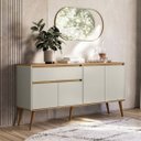 Ver imagem 2 de Aparador Buffet Retro 4 Portas Pes Palito Sala de Jantar:off White Nature