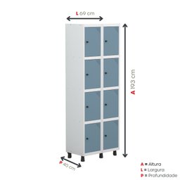 Armário Locker Guarda-roupa 8 Portas Aço Grp 502/8 - 5