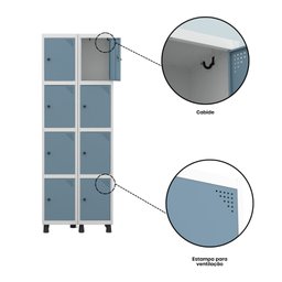 Armário Locker Guarda-roupa 8 Portas Aço Grp 502/8 - 8