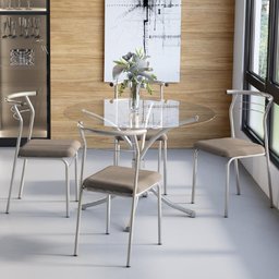 Conjunto Sala de Jantar Leme com Mesa e 4 Cadeiras 2999 Carraro - 1