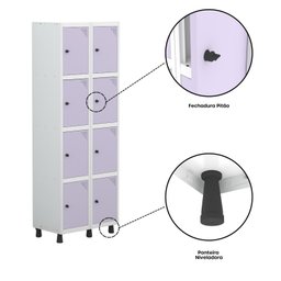 Armário Locker Guarda-roupa 8 Portas Aço Grp 502/8 - 7