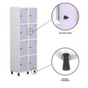 Ver imagem 7 de Armário Locker Guarda-Roupa 8 Portas Aço Grp 502/8 Rosa/Branco/Lilás