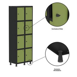 Armário Locker Guarda-roupa 8 Portas Aço Grp 502/8 - 7