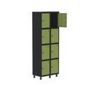 Ver imagem 3 de Armário Locker Guarda-Roupa 8 Portas Aço Grp 502/8 Cinza/Preto/Verde Miró