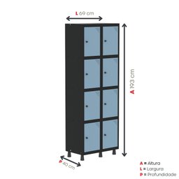 Armário Locker Guarda-roupa 8 Portas Aço Grp 502/8 - 5