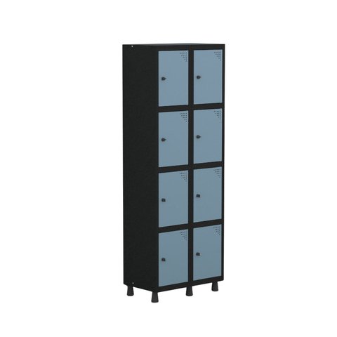 Armário Locker Guarda-Roupa 8 Portas Aço Grp 502/8 Azul/Preto/Dali