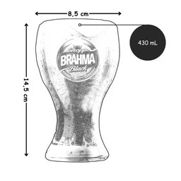 Kit 2 Copo Chopp Brahma Black Oficial Bar e Restaurante 430ml Vidro Resistente com Logo Cerveja - 2